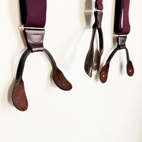 Classic Burgundy Braces with Elastic Straps, Leather Button Straps - Picture 7 of 11